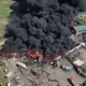 В Курской области рядом с Железногорском восьмые сутки тушат склад с покрышками