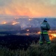 Под Курском пожарные тушили горящее поле