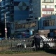 Курск. На остановке машина вылетела на трамвайные рельсы