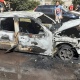 В Железногорске сгорела припаркованная машина, огонь повредил две соседние