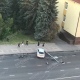 На улице Ленина в Курске автомобиль сбил столб