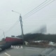 На окраине Курска улетел с дороги грузовик