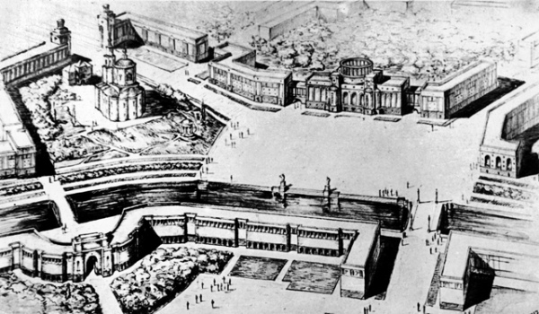 Музейный городок на площади Добролюбова. Проект 1936 года Музейный городок на площади Добролюбова. Проект 1936 года