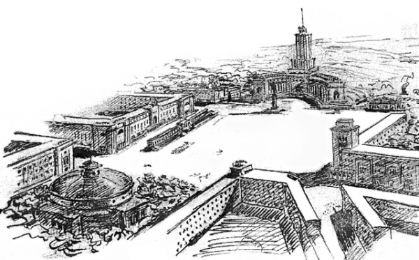 1936 год. Красная площадь в Курске и фрагмент Первомайского парка