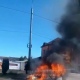 На выезде из Курска сгорел автомобиль